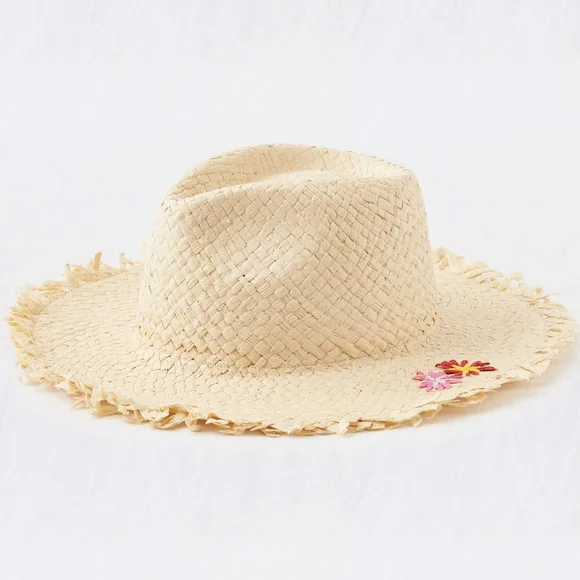NEW San Diego Hat Co x Aerie Tropical Embroidered Straw Beach Hat - Picture 2 of 3